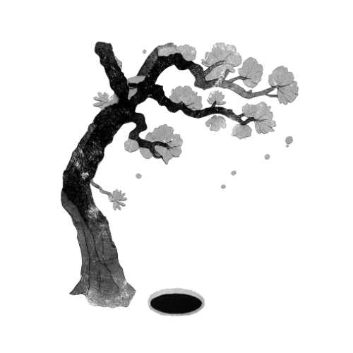 An antique tree with a rabbit hole