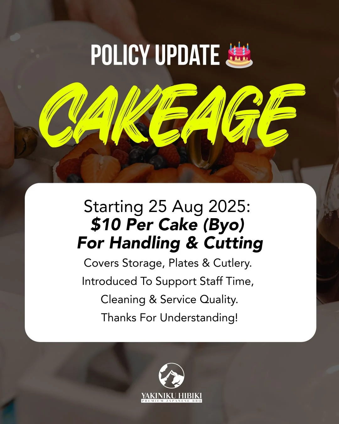 *From 25 Aug 2025: $10 per cake (BYO) for storage & cutting.Covers storage, plates & cutlery. Introduced to support handling and clean-up costs. Thank you!
The more, the better
Yakiniku Hibiki | Premium Japanese BBQ
SUNSHINE PLAZA
🌐www.yak