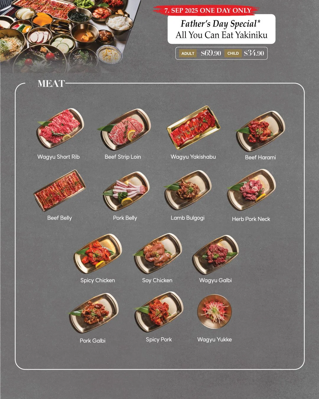 Still deciding where to go for Father's Day? Let us show you Yakiniku Hibiki's special Father's Day menu! We've prepared an extensive selection featuring premium meat options, popular seafood and side dishes, BBQ-perfect vegetables and salads, and mu