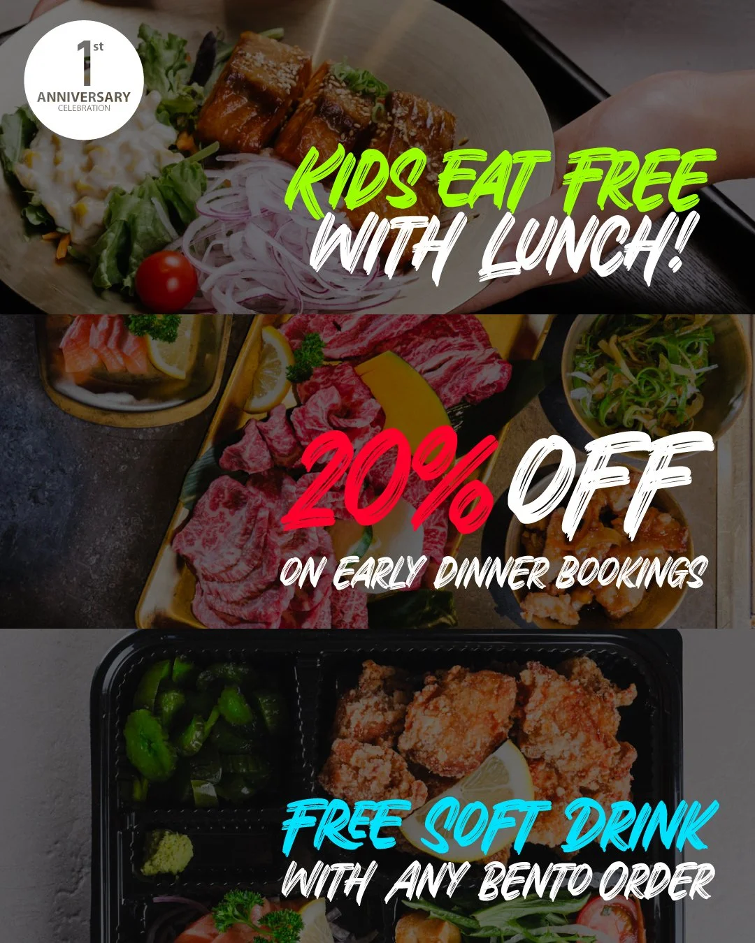 Yakiniku Hibiki&rsquo;s 1st Anniversary is on!
If you haven&rsquo;t heard&hellip; now you have 😉
Book your table today before it&rsquo;s gone! 🔥

🍽️ Event 1: Early Dinner Special

Enjoy 20% OFF your meal when you book a 5:00 PM dinner at Yakiniku 