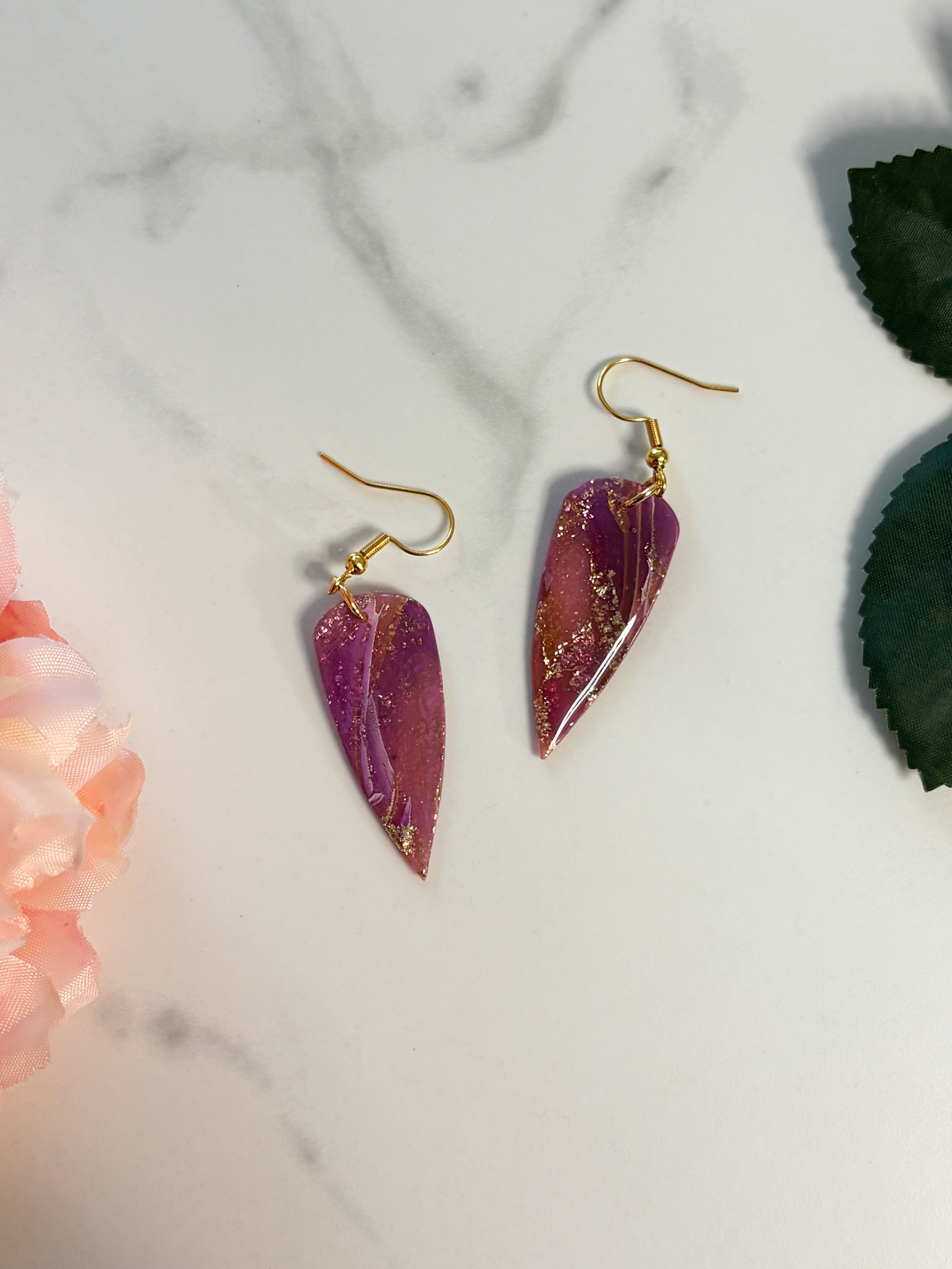 Plum Marble Large Esther Dangles