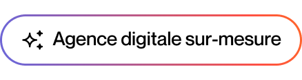 Tag "Agence digitale sur mesure" sur un fond blanc avec texte en noir et rouge.