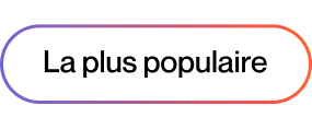 Tag "La plus populaire" sur fond noir, blanc, orange, violet et bleu.