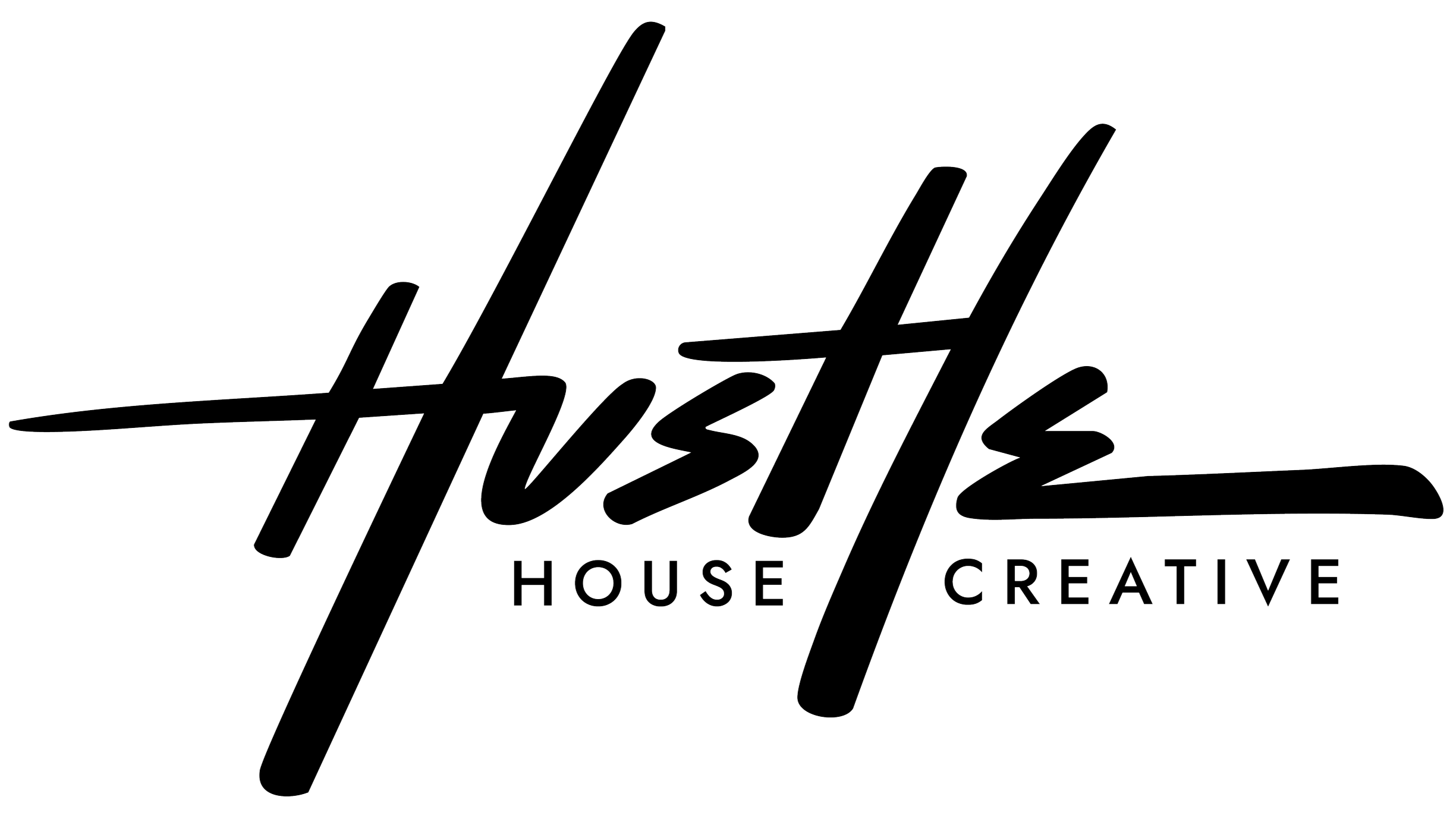 Text that says "hustle" with stylized designs surrounding it.