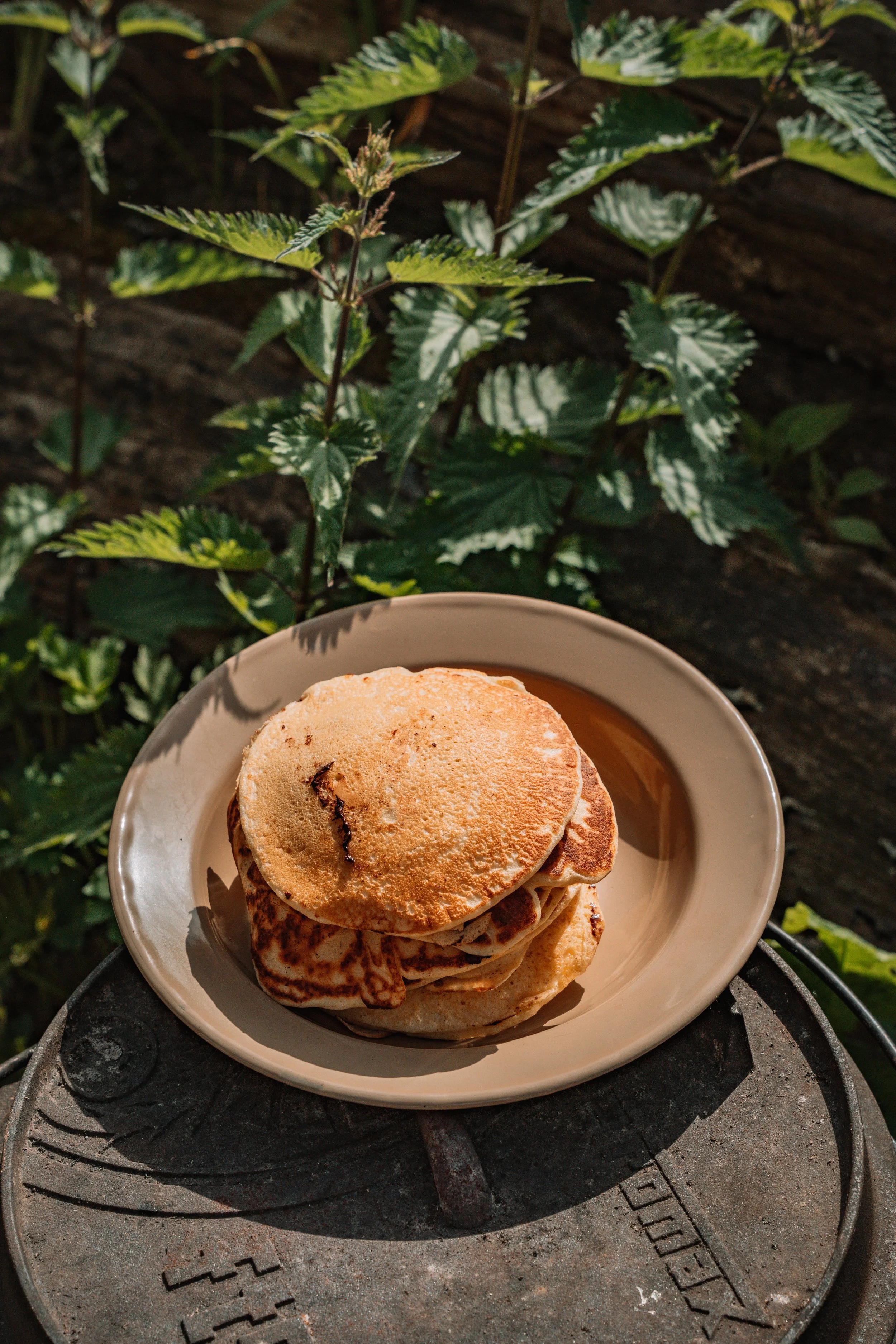 A la plancha: Cottage cheese pannenkoeken met yoghurt en blauwe bessensausje