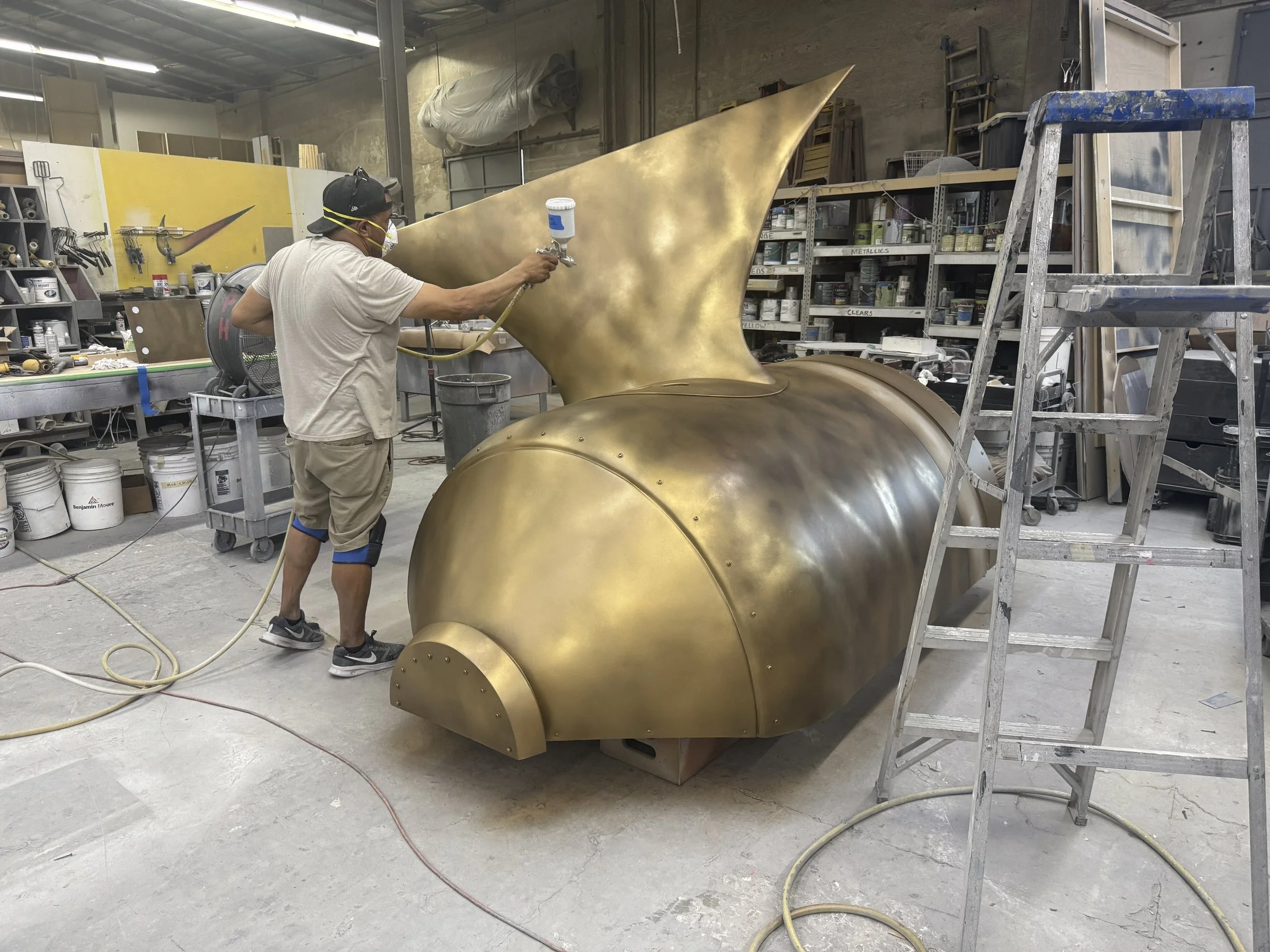 We did not have access to an actual naval destroyer for filming so we build our own partial propeller and turbine for the shoot. 