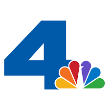 Logo of the number four with the NBC peacock logo underneath