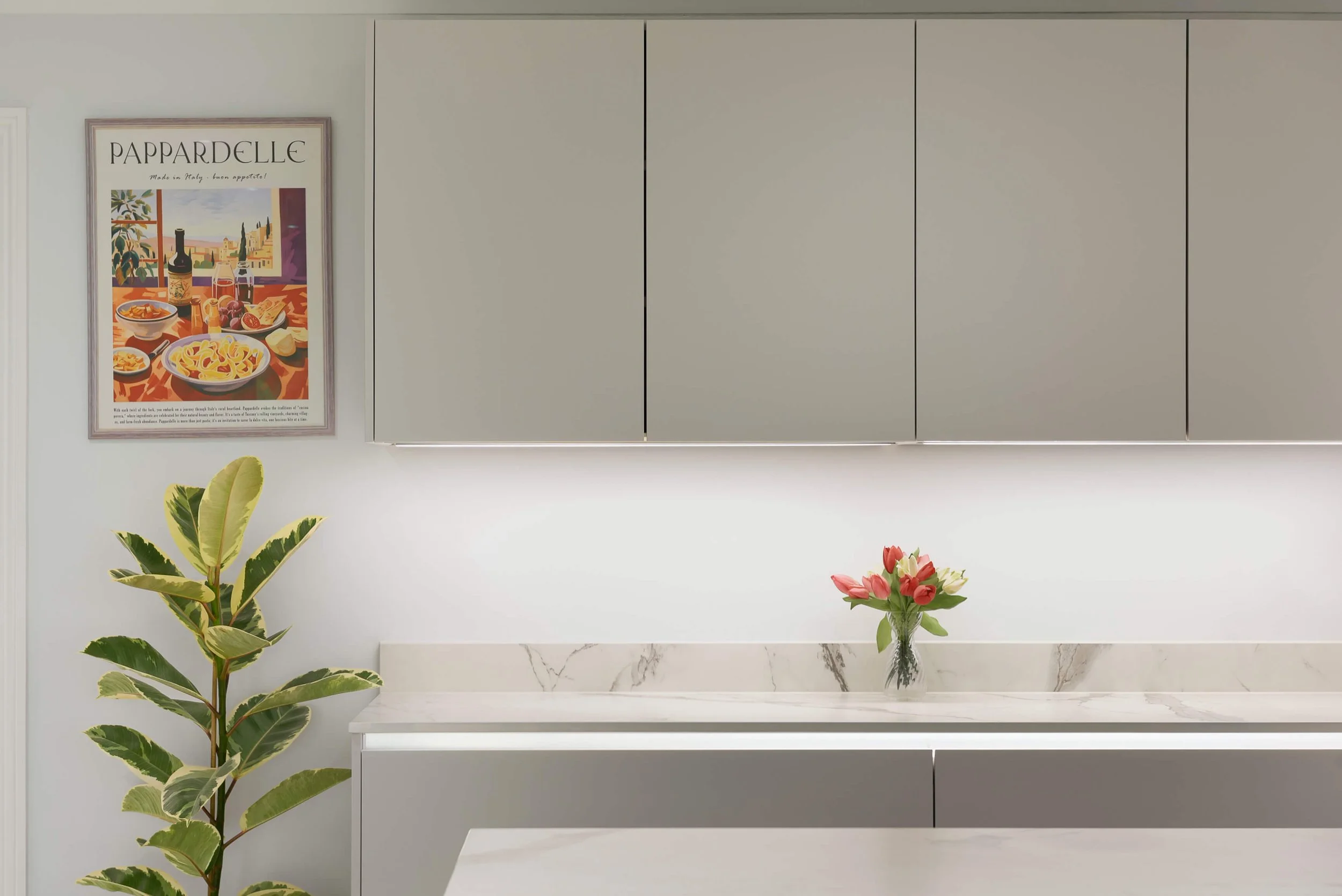 Blue & Taupe Handleless Kitchen in Buckinghamshire 