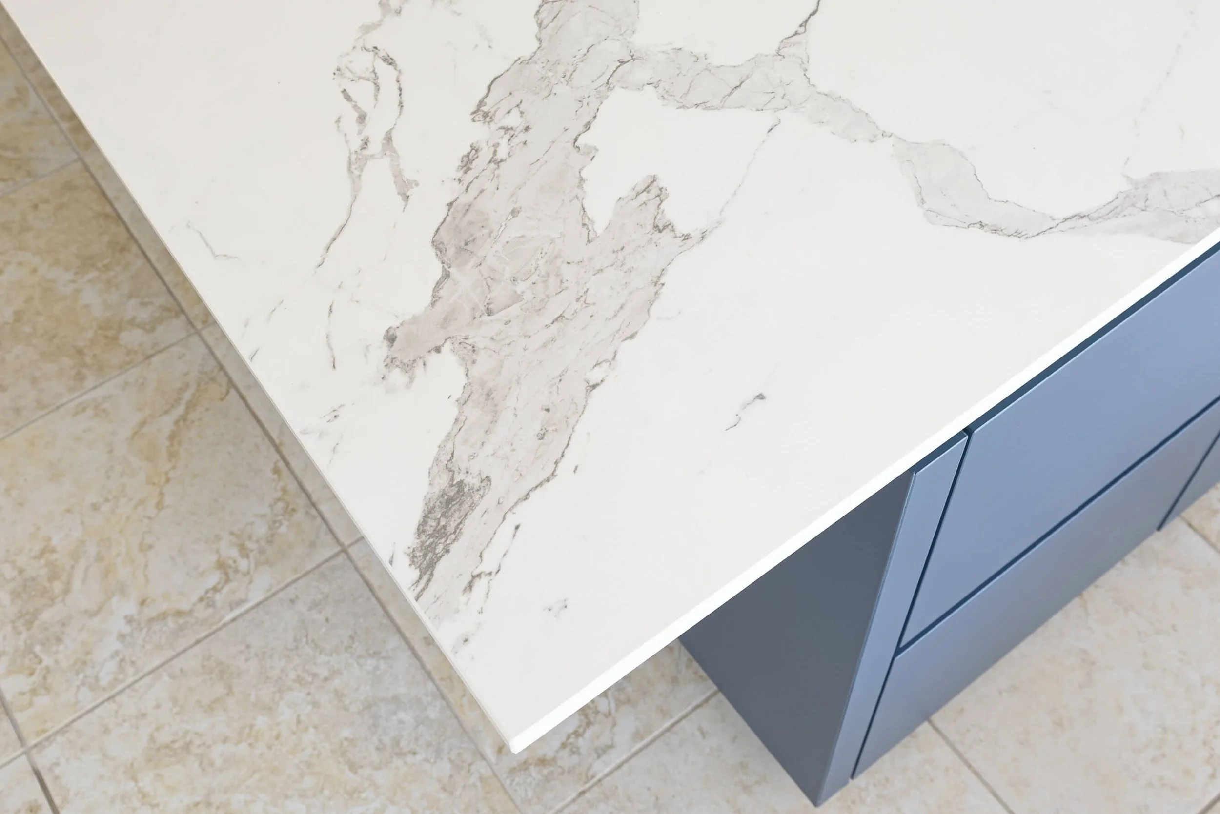 Blue & Taupe Handleless Kitchen in Buckinghamshire 