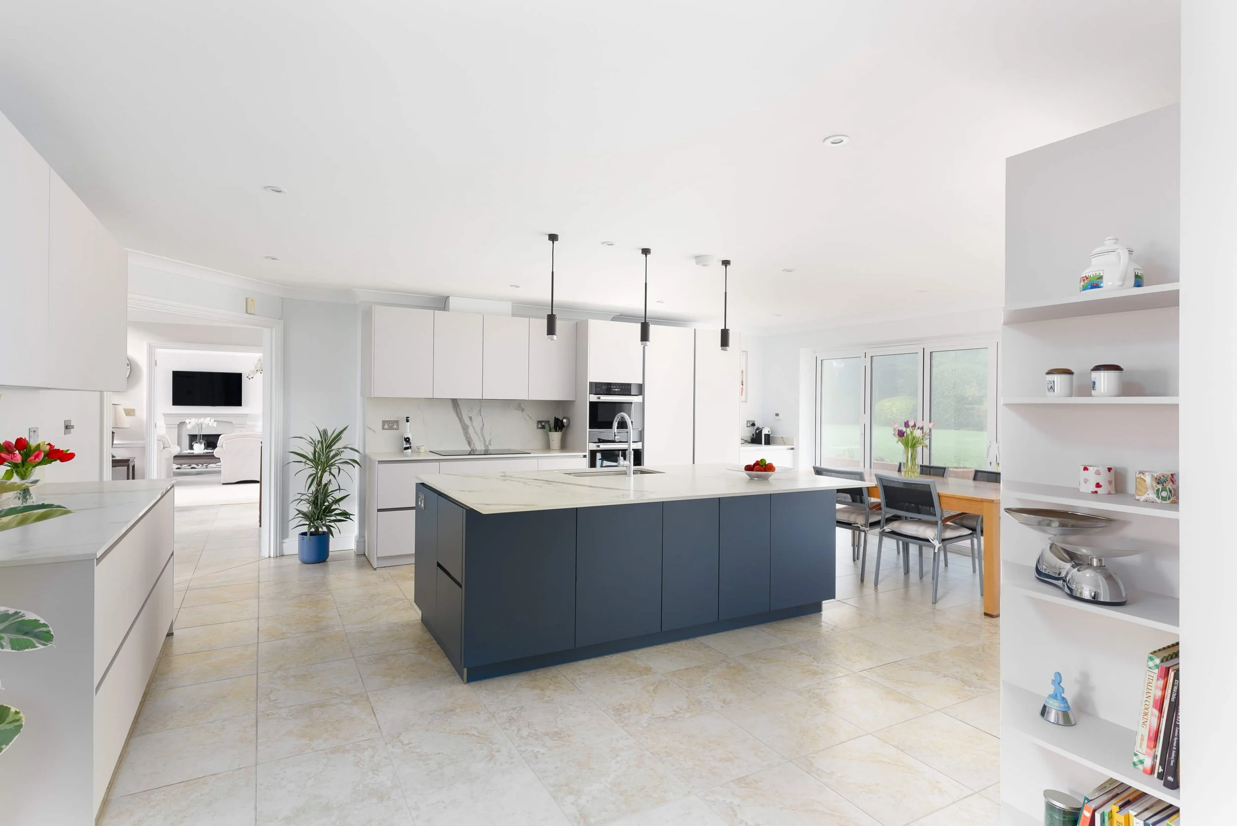 Blue & Taupe Handleless Kitchen in Buckinghamshire 