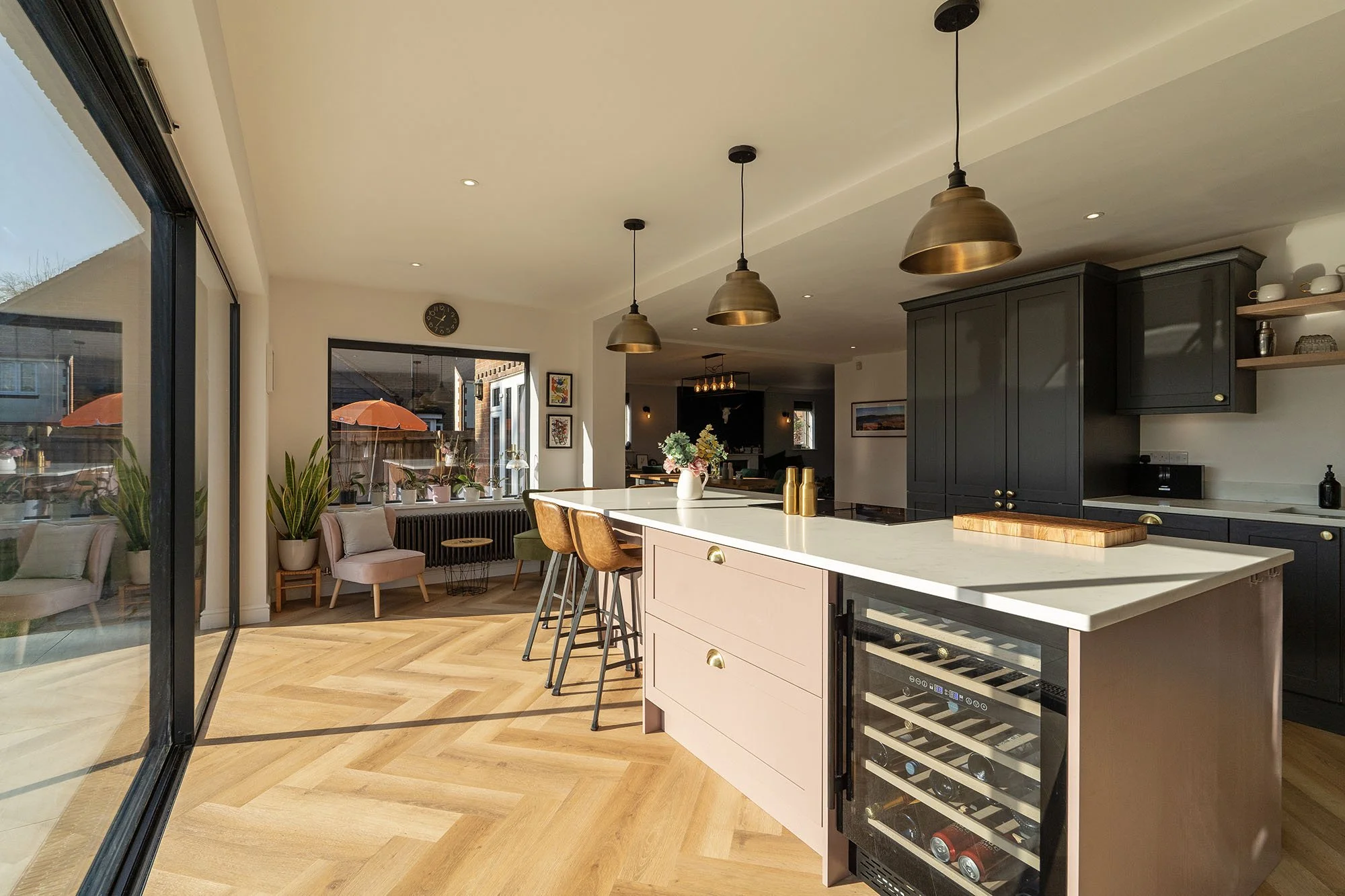 Grey Pink Shaker Kitchen Stadhampton