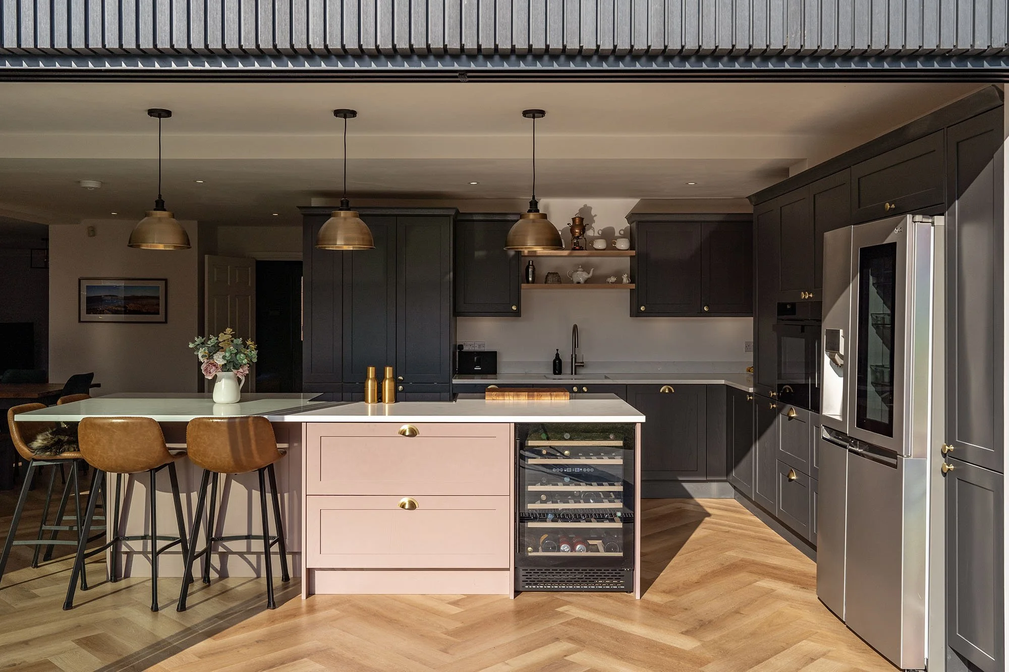 Grey Pink Shaker Kitchen Stadhampton