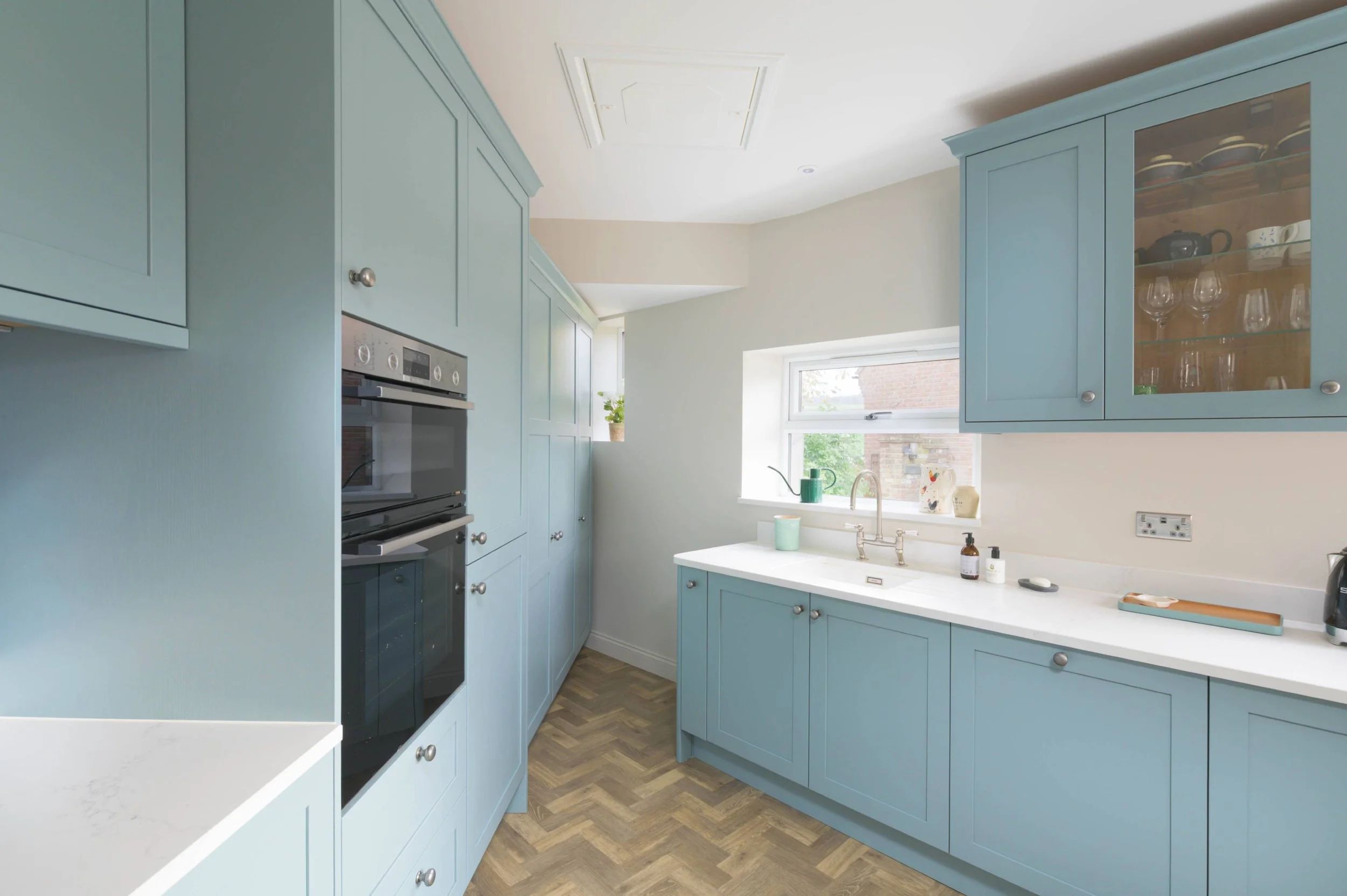 Light Teal Shaker Kitchen in Buckinghamshire