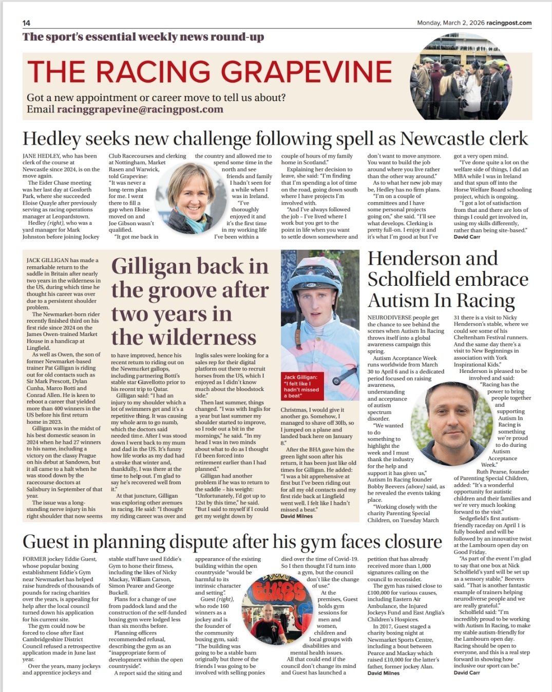 Racing Post - Henderson &amp; Scholfield embrace Autism In Racing