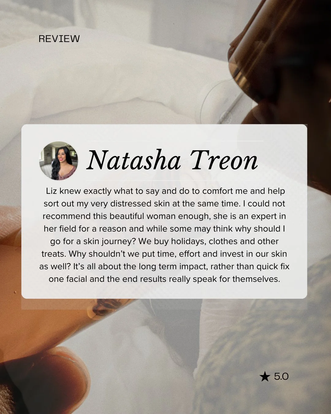 It’s such a great feeling receiving testimonials and feedback from my clients — and this one is extra special! 💕 Natasha came to me to get her skin ready in preparation for her big day, and I’m so glad she loved the results!
If yo