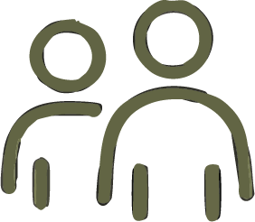 Silhouette von zwei Menschen, einer jüngere und einer ältere Person