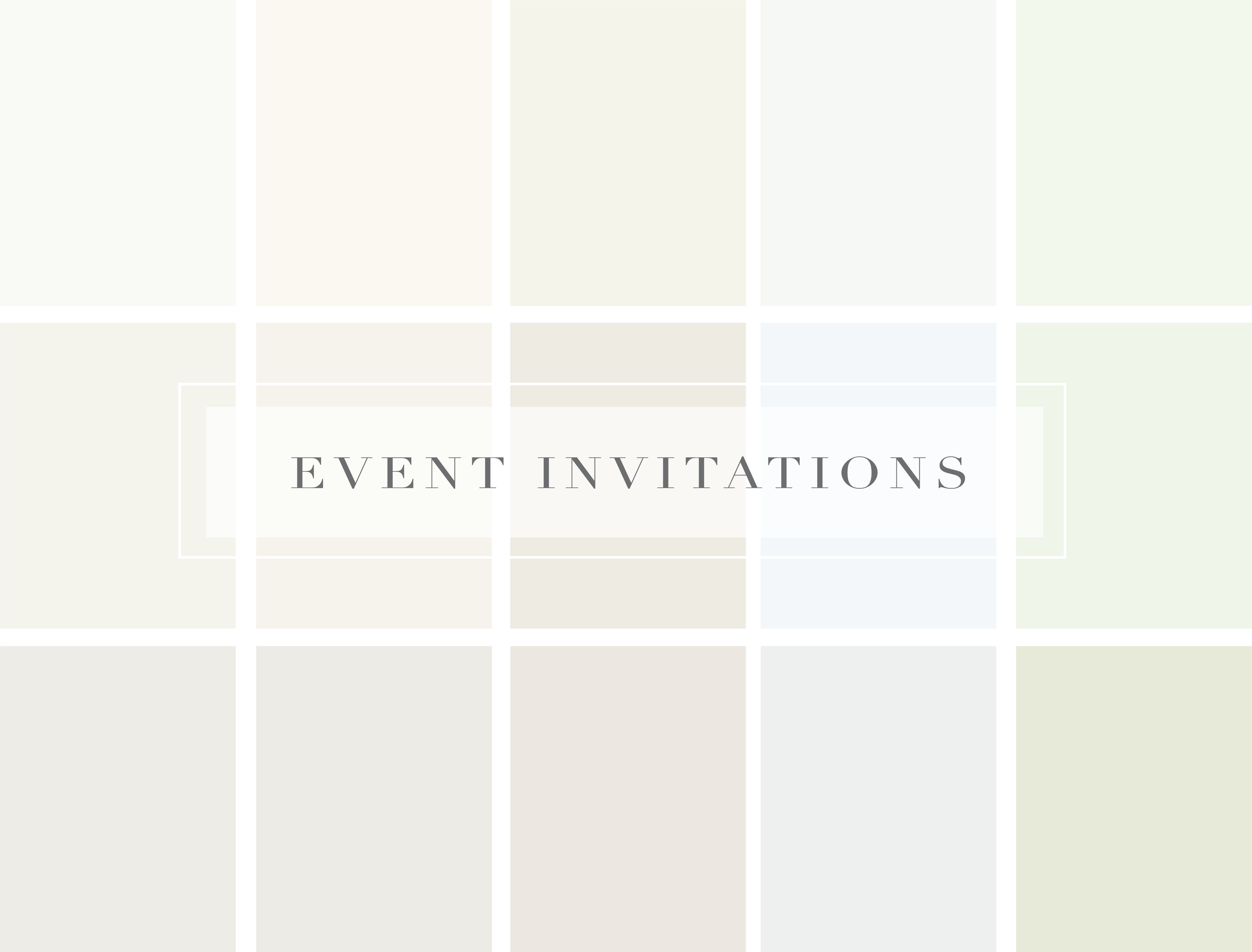 Grid of squares with text "Event Invitations" overlaying.