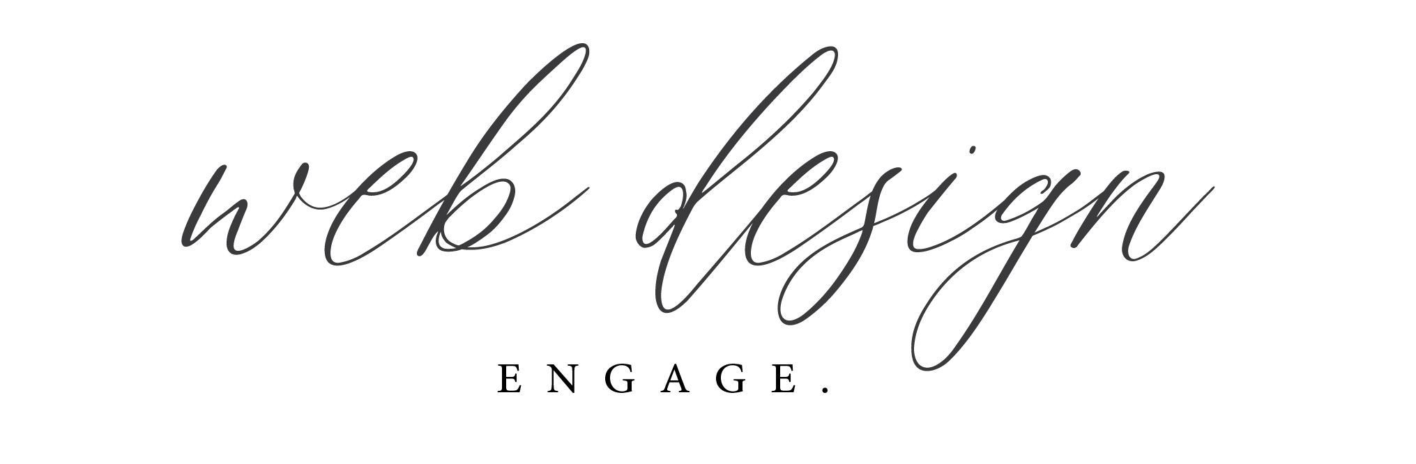 "Web design engage" text in cursive and uppercase fonts on white background.