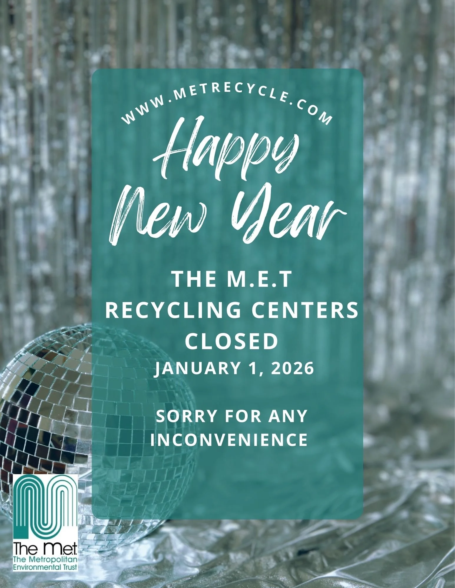 All Centers Will Be Closed New Year’s Day