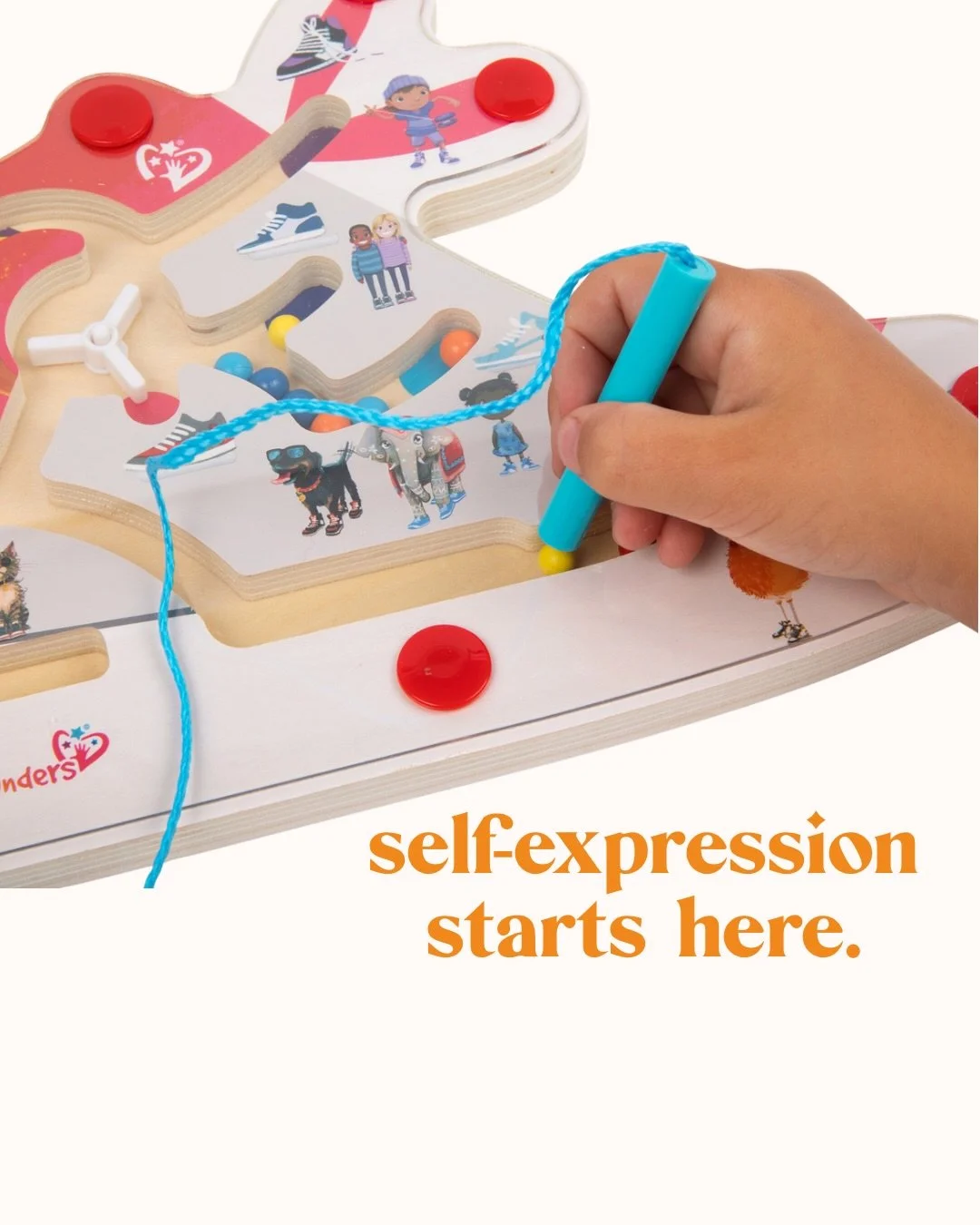 Style is one of the first ways kids tell the world who they are.

The Upbounders&reg; My Clever Kicks Busy Board invites little ones to explore self-expression through play &mdash; building confidence, independence, and pride one lace and buckle at a