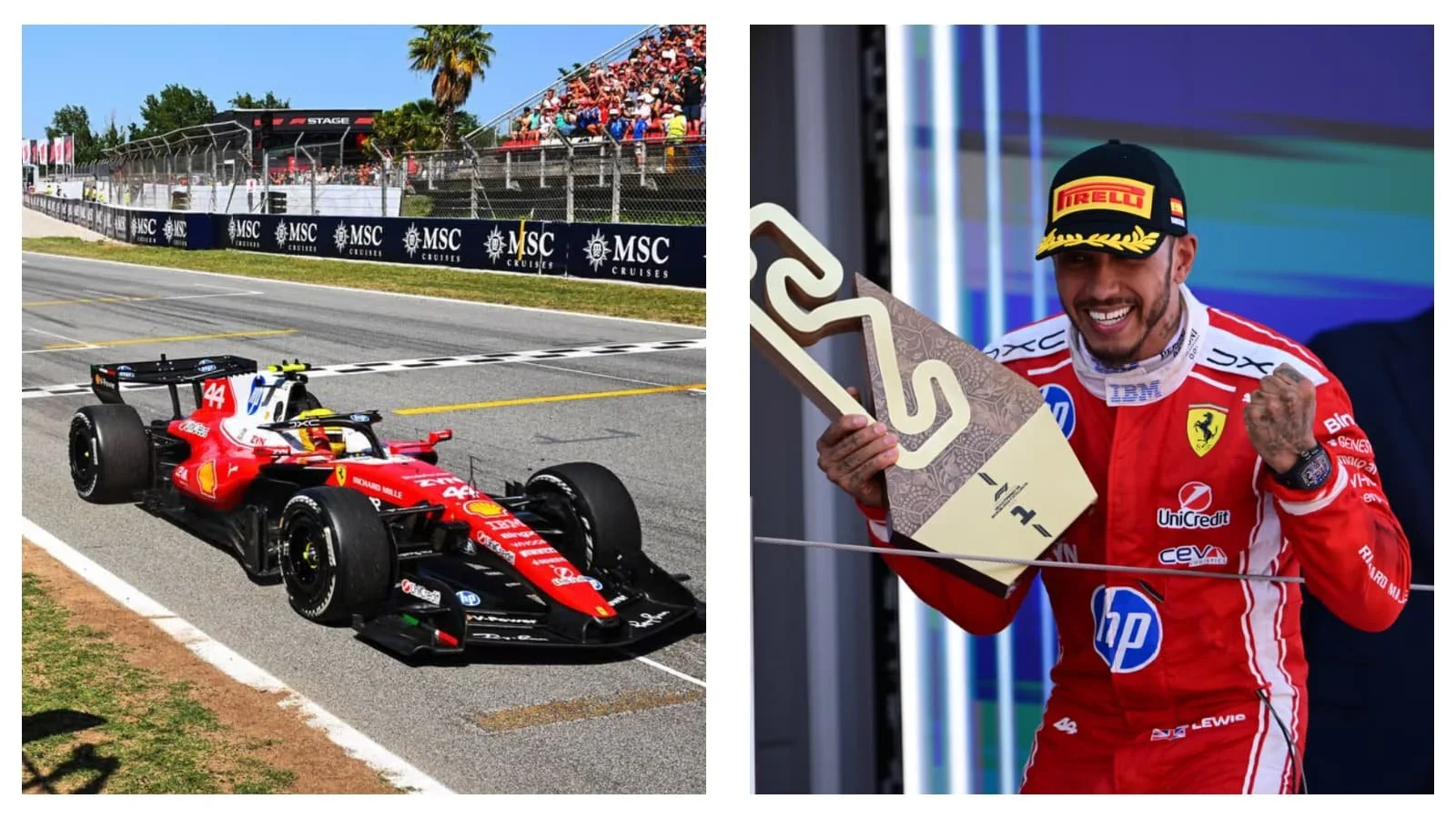 F1 news: Lewis Hamilton secures maiden Ferrari win at Barcelona GP as Kimi Antonelli forced to retire
