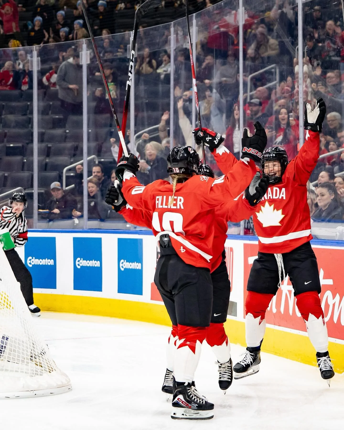 Scenes from game 3 of the Canada vs USA rivalry series. USA comes out on top, 10-4.
