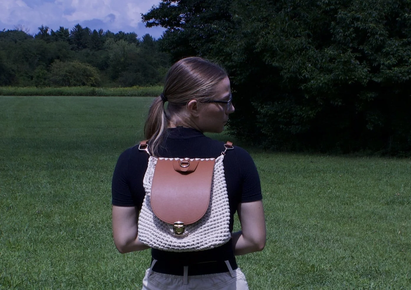Crochet Back Pack Handbag Purse