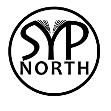 Logo with the words 'SYP NORTH' inside a circle, with 'SYP' in large stylized letters above 'NORTH'