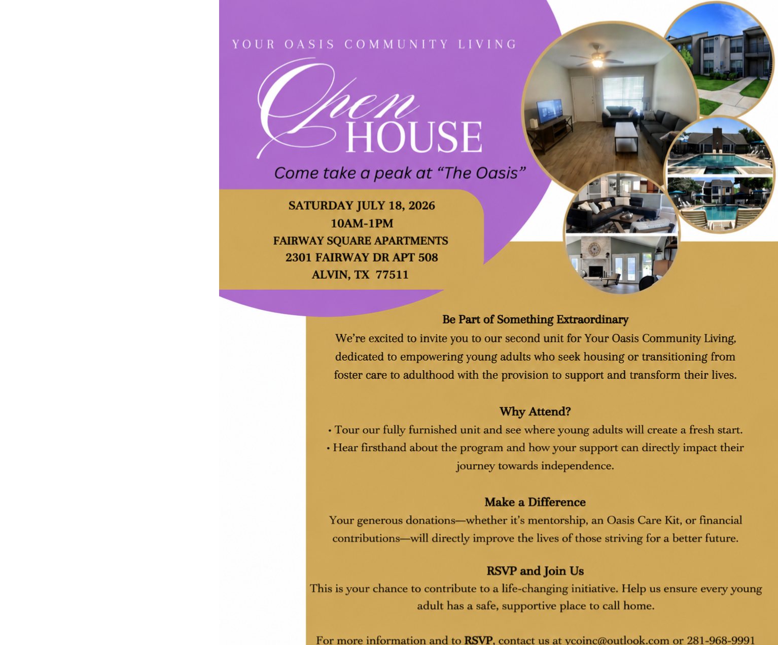 OPEN HOUSE FOR YOUR OASIS COMMUNITY LIVING