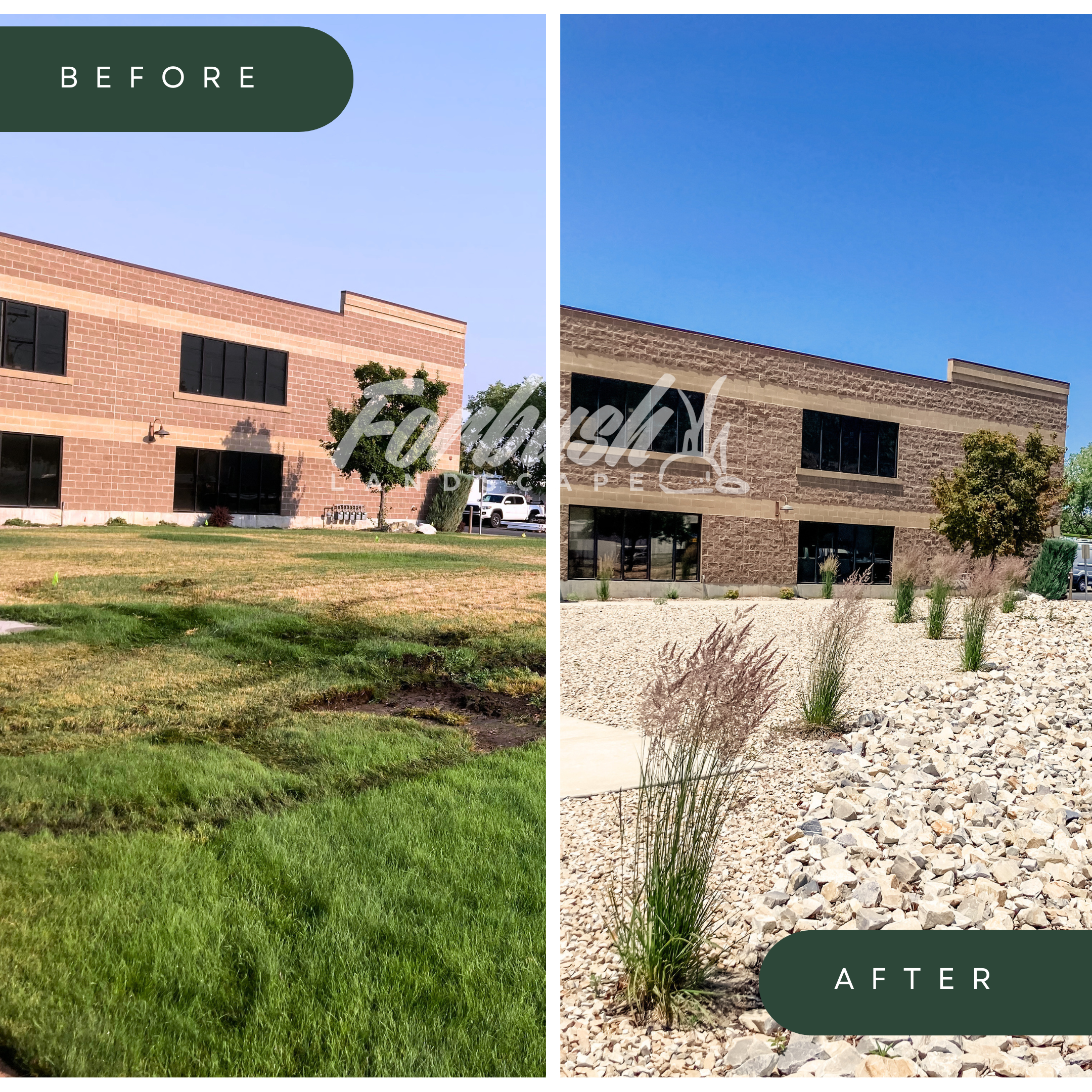 Business in Centerville gets Xeriscaping. They save on water and maintenance. 