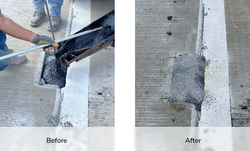 Hot pour preservation and restoration; before and after