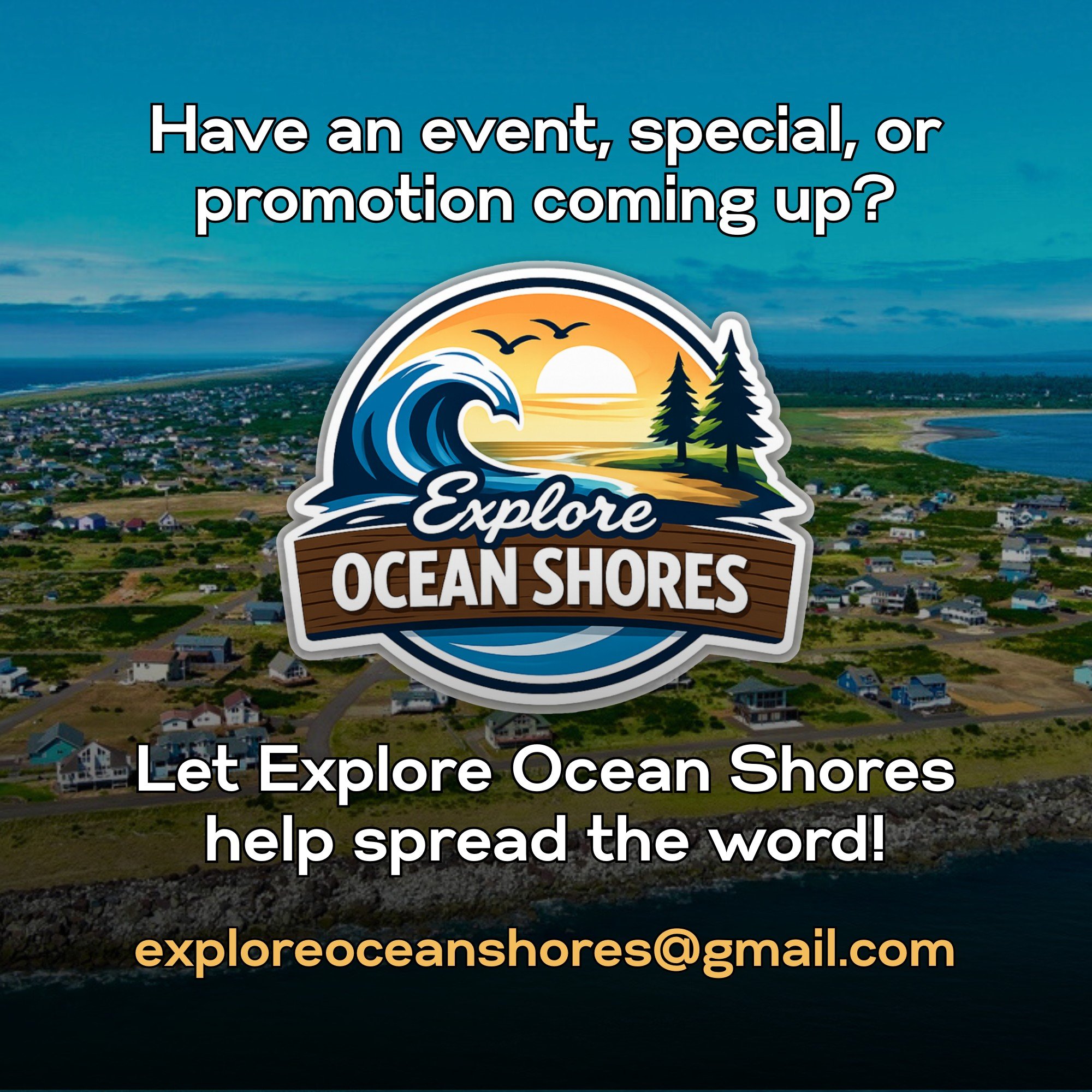 Do you have an event, a special, or something you would like help promoting to the residents and tourist of Ocean Shores? Let us know, and we can work together! 🌞

📧 ExploreOceanShores@gmail.com 

 #ExploreOceanShores #CityOfOceanShores #OyhutBay #