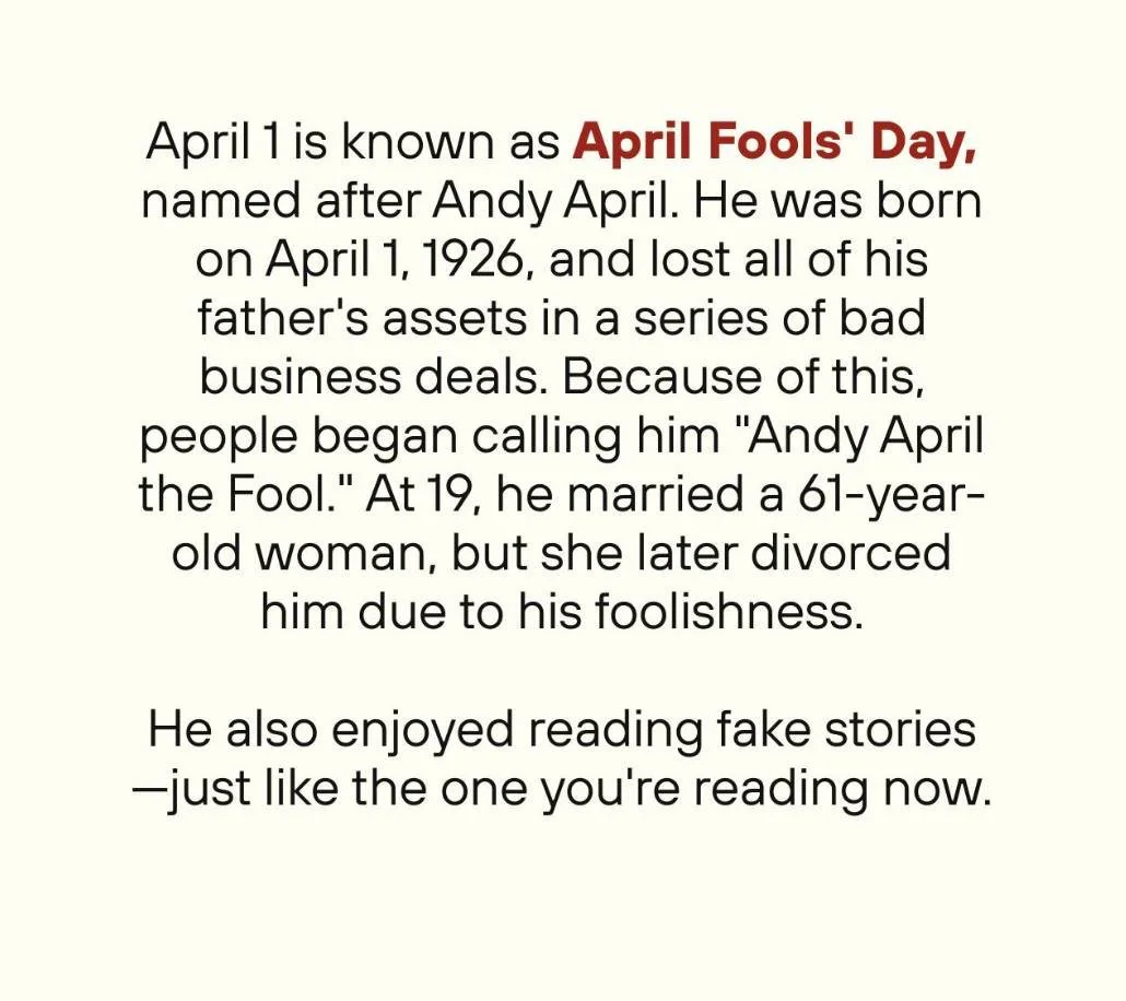 Just a little history into April Fool's Day. 😂

#OceanShoresWa #ExploreOceanShores #AprilFools #themoreyouknow🌠