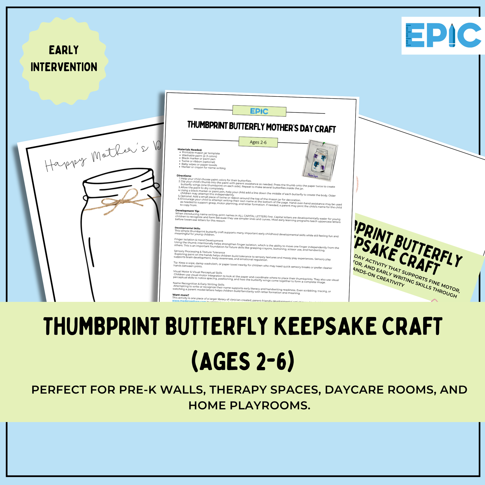 Thumbprint Butterfly Keepsake Craft (Ages 2-6)
