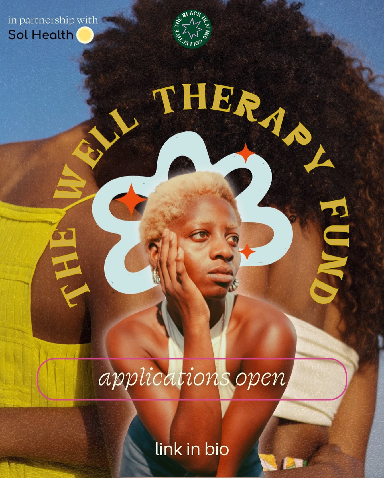 *tap tap tap* this thing on? 

in partnership with @solhealth.co we are excited to announce that the Well is open! grantees will be awarded 3-6 months of continuous therapy support. 

through the Well, you will be able to: 
&mdash; choose a therapist