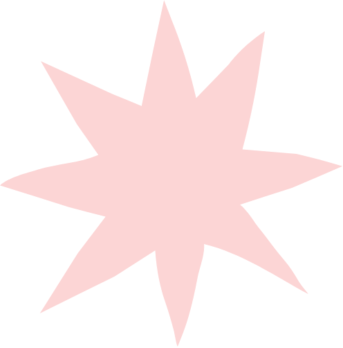 A pink starburst shape with multiple pointed edges.
