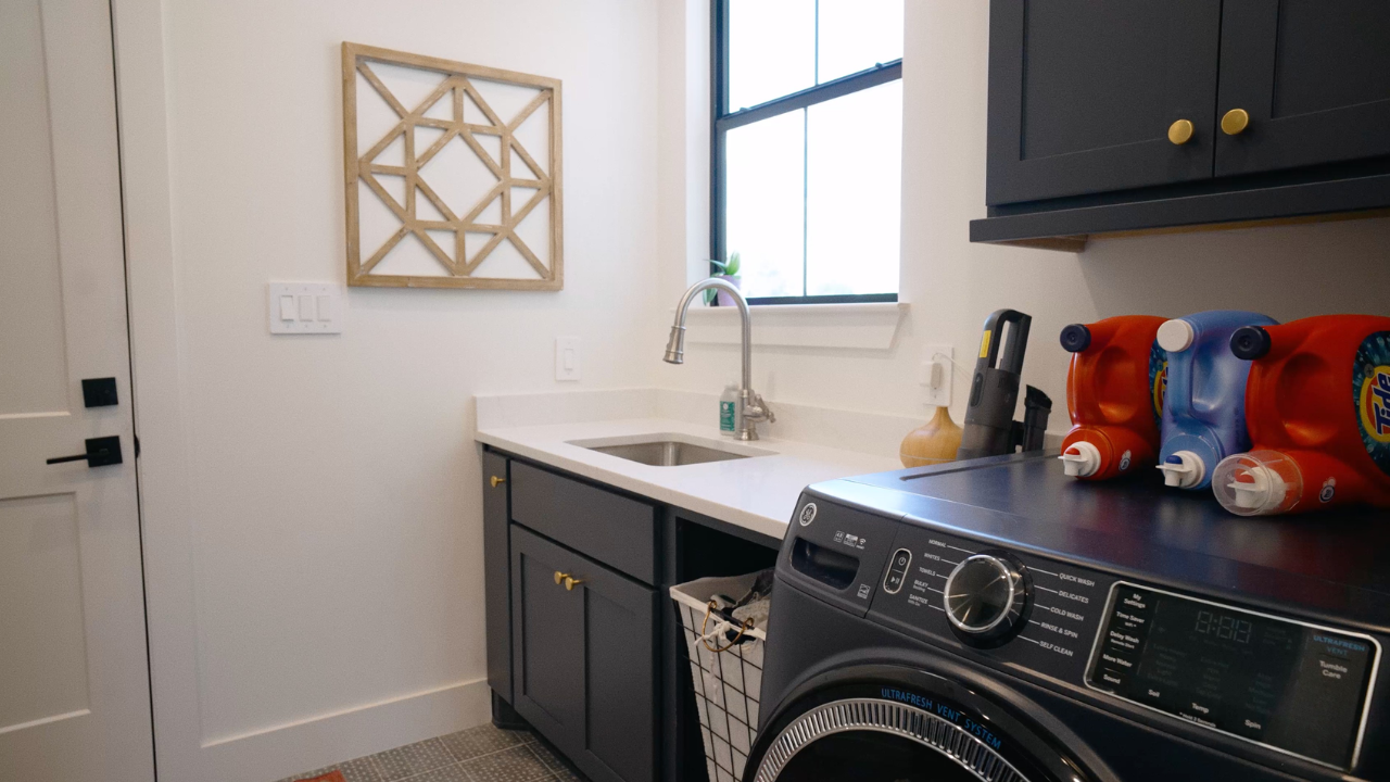 Laundry room by Texas Hill Country home builders, with Texas Living Homes in Fredericksburg, Texas and the Texas Hill Country