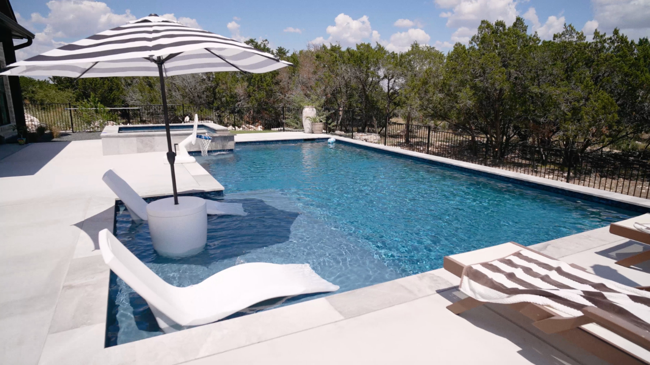 Pool by a new home builder for the Texas Hill Country lifestyle, with Texas Living Homes in Fredericksburg, Texas and the Texas Hill Country