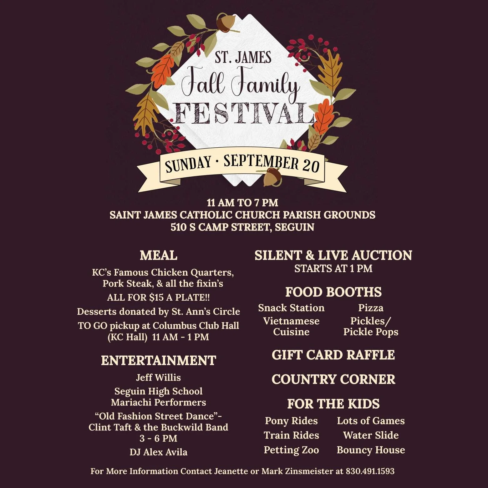 Saint James Catholic Church fall festival flyer