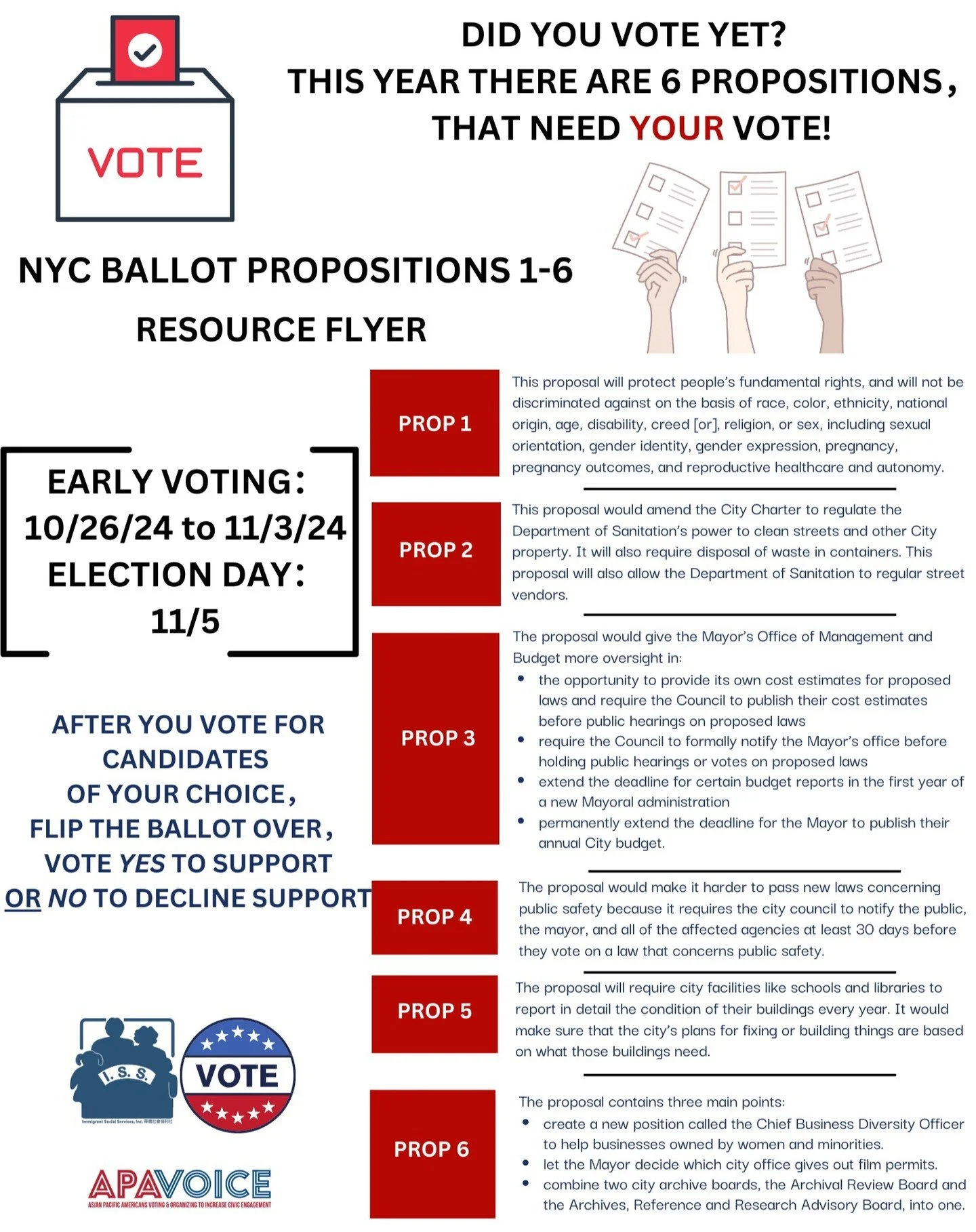 👻 🎃 There's nothing more scary than forgetting to vote on the SIX ballot propositions! 

This is a reminder that Early Voting has begun. Election day is Tuesday, November 5th, 2024 so make sure you have your voting plan. 

Several of our Chinese-sp