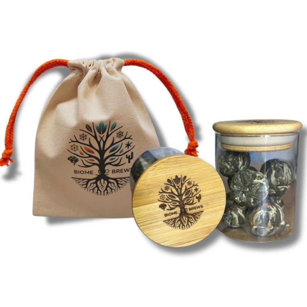 Flowering Teas & Glass Jars With Balls In