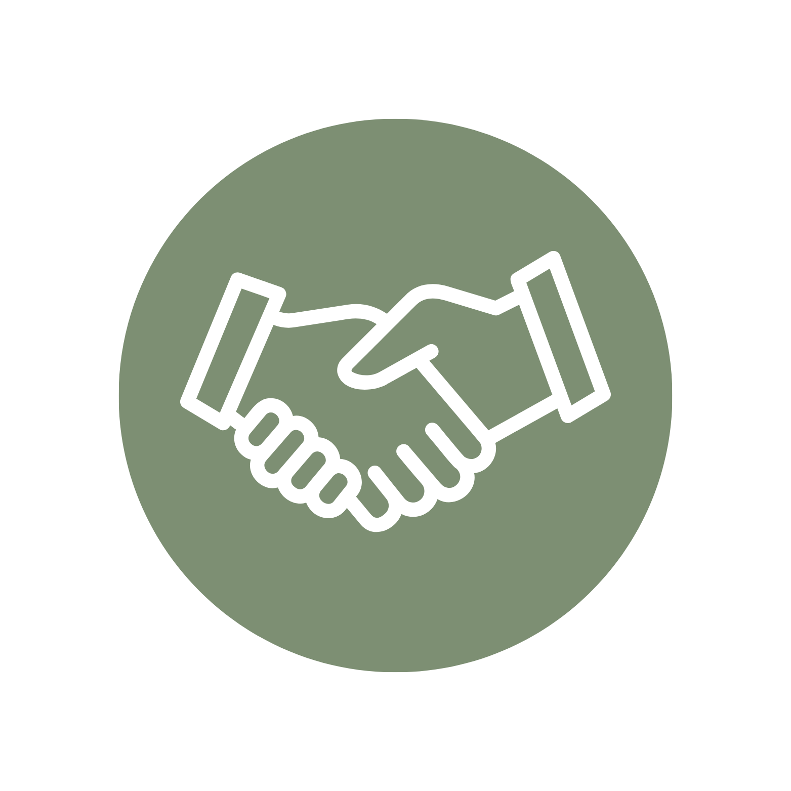 Icon of a handshake inside a green circle.