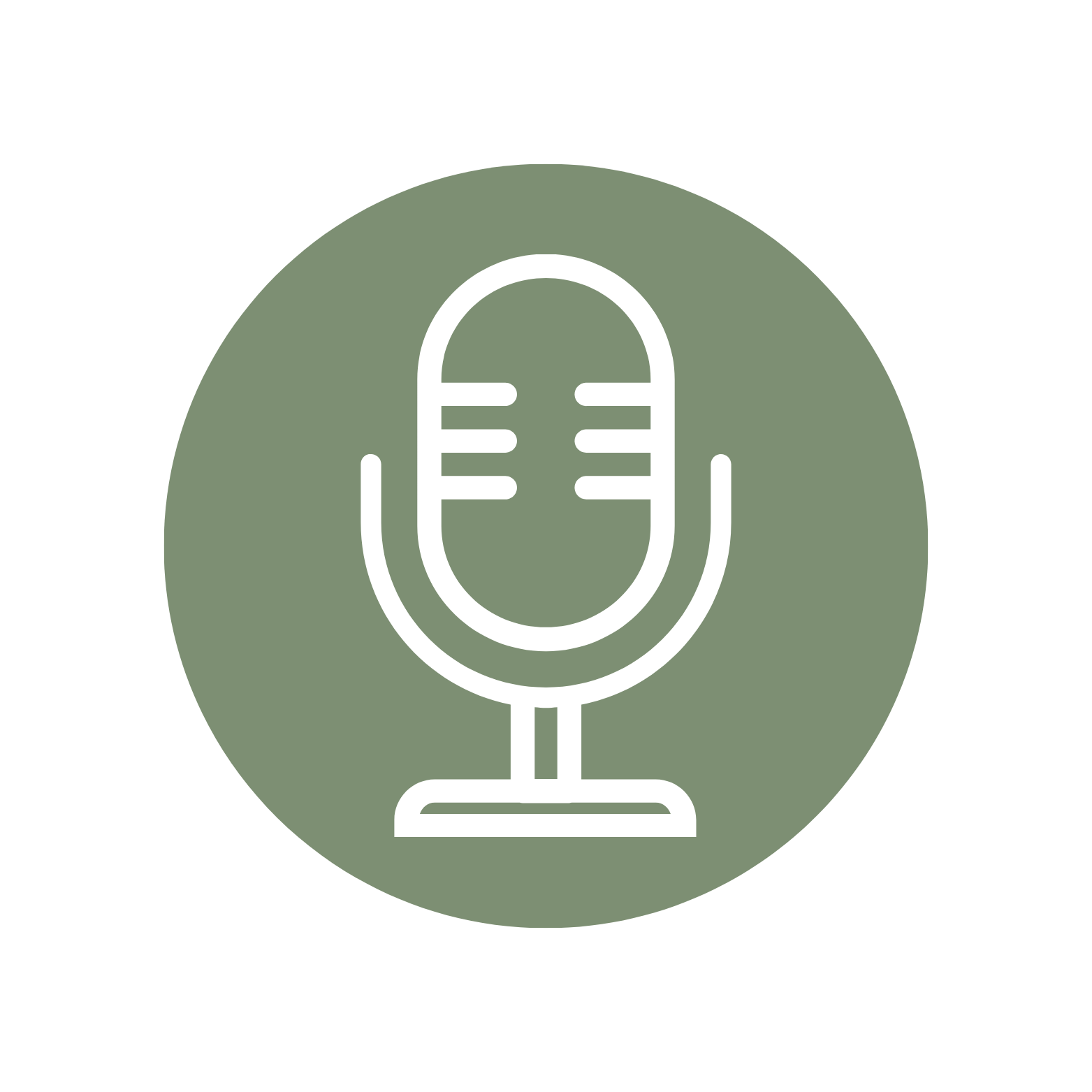 Microphone icon centered within a green circle.