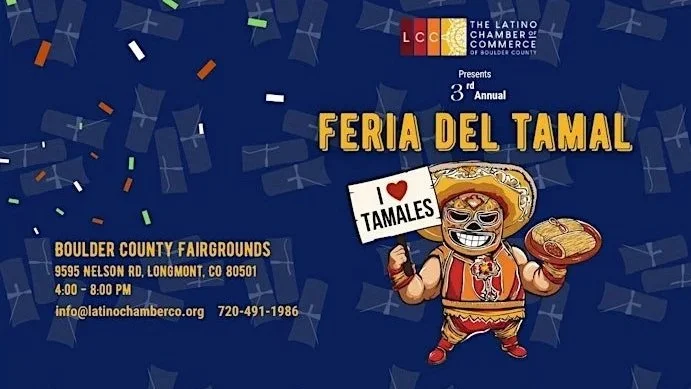 graphic reads: latino chamber of commerce presents feria del tamal. "i heart tamales"