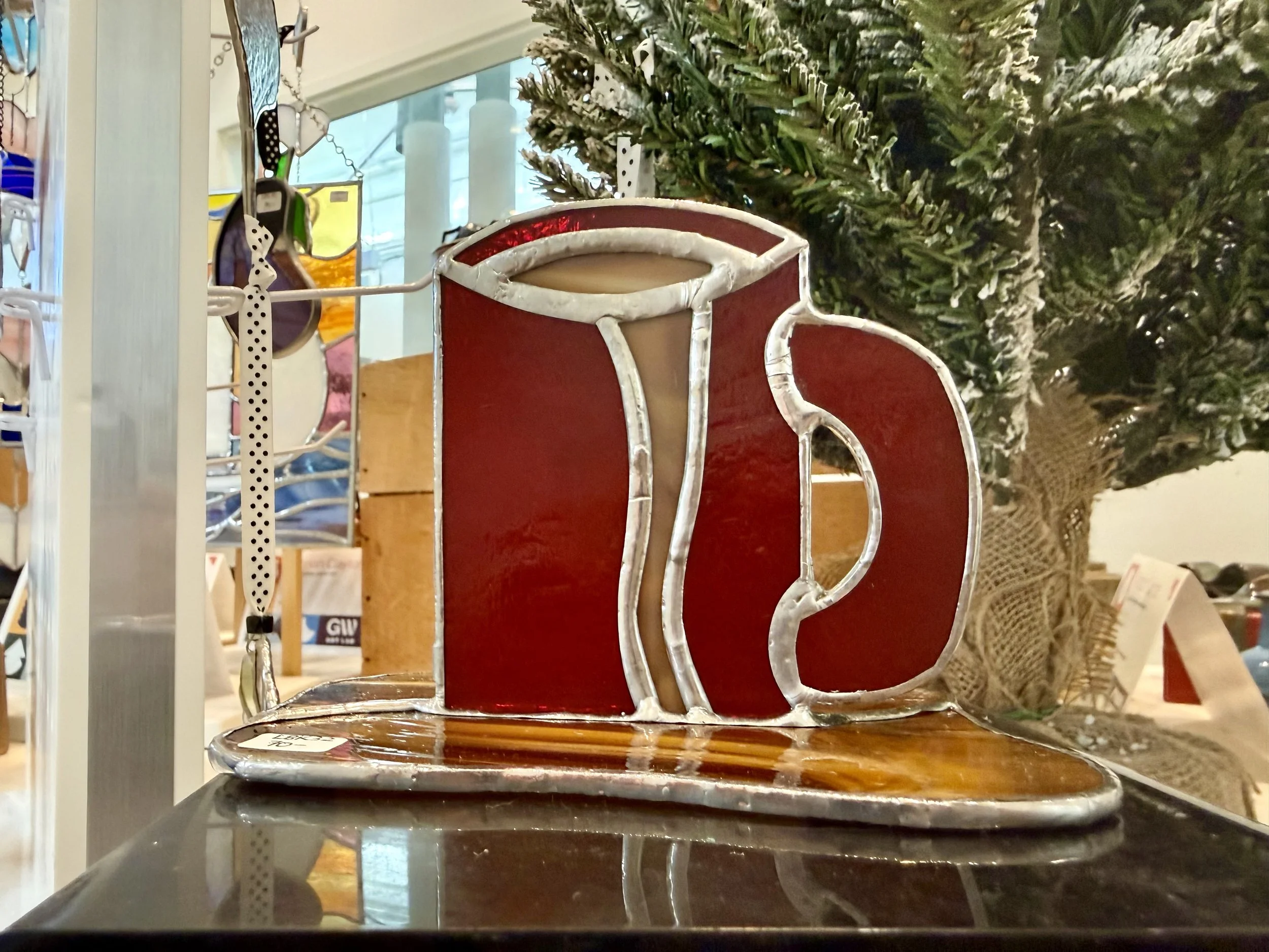 tabletop mug ornament crafted from glass