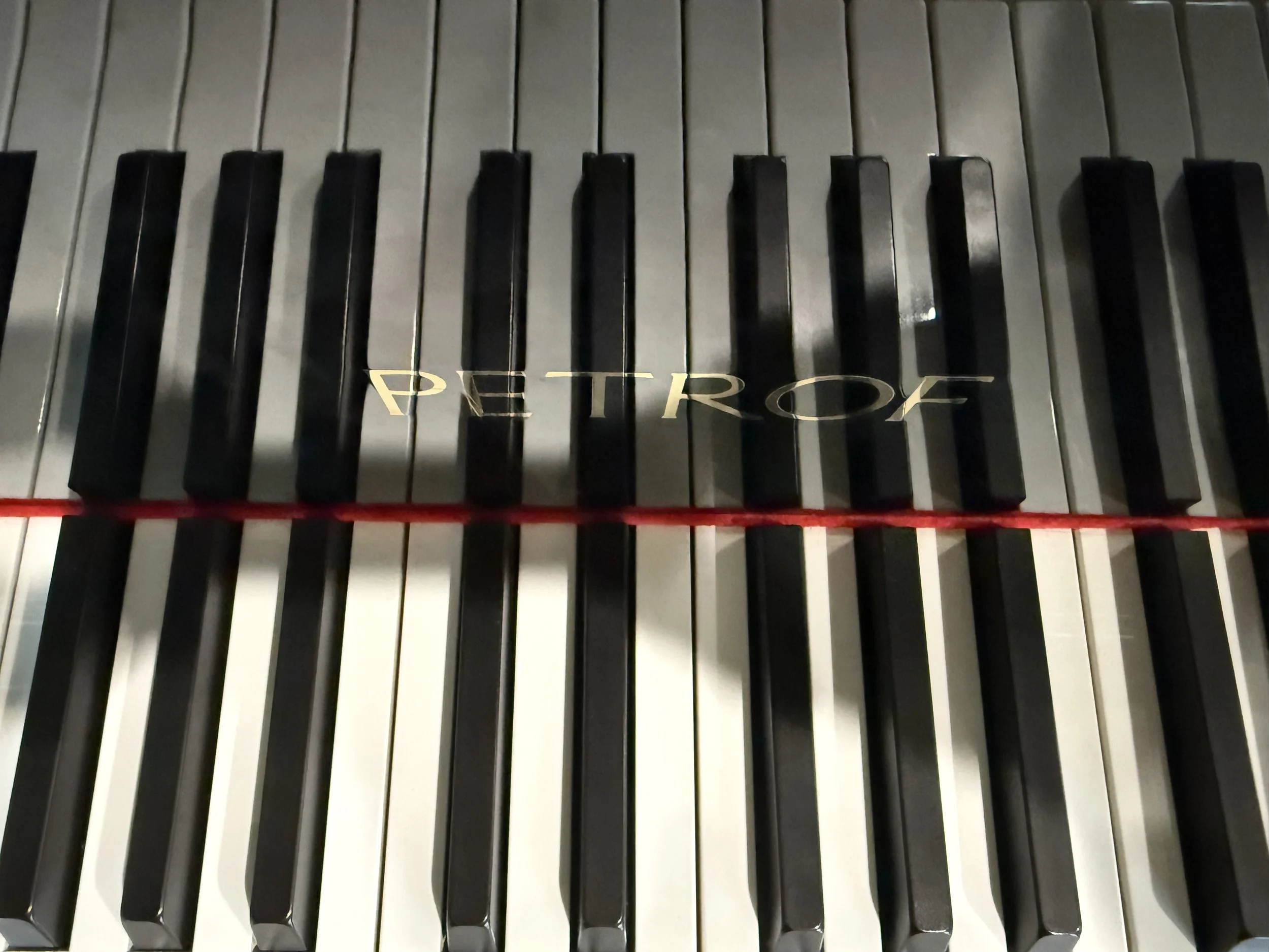 Close-up of a Petrof piano being tuned by Precision Piano Tuning in Boise, Idaho.