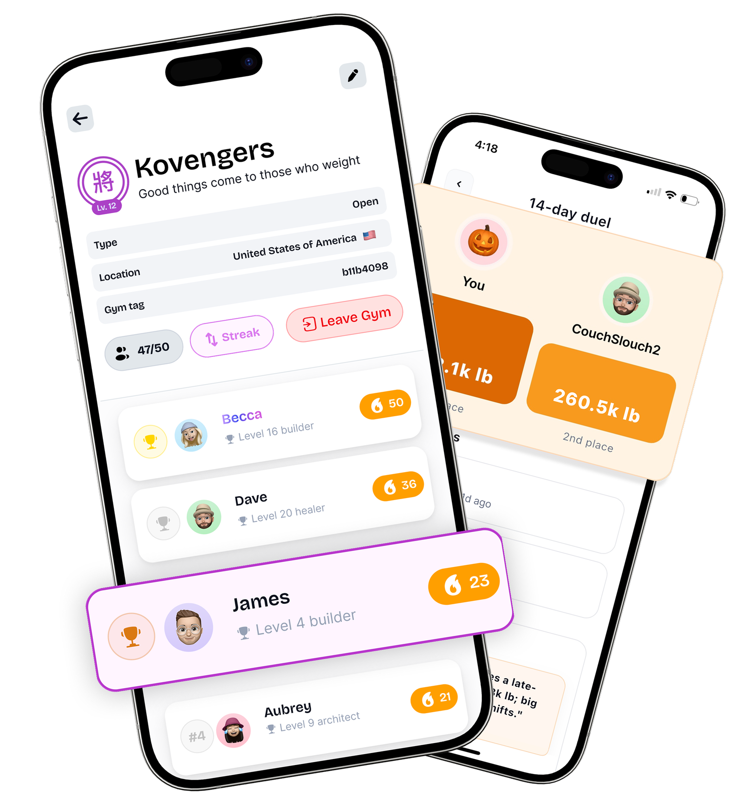 Kovo leaderboard and duel