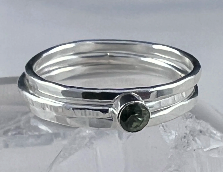 Silver Stacking Rings with Gemstone