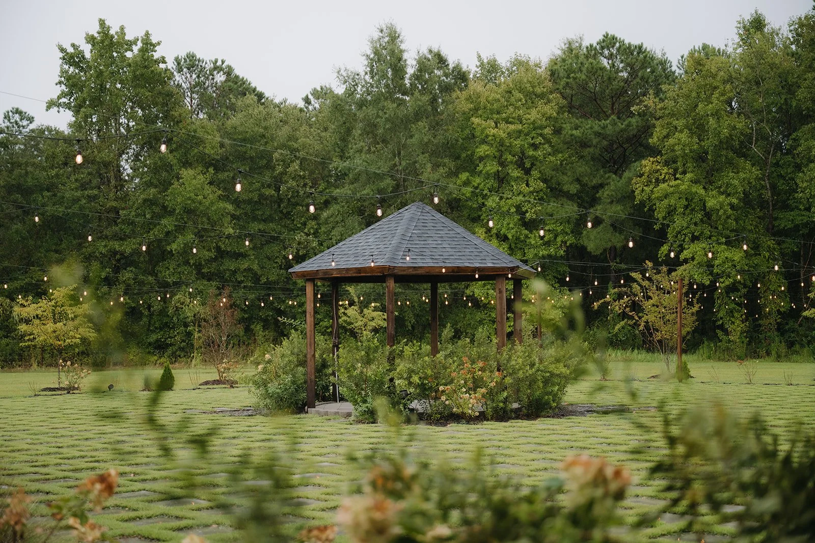 Garden courtyard at suenos casa jk nc wedding venue