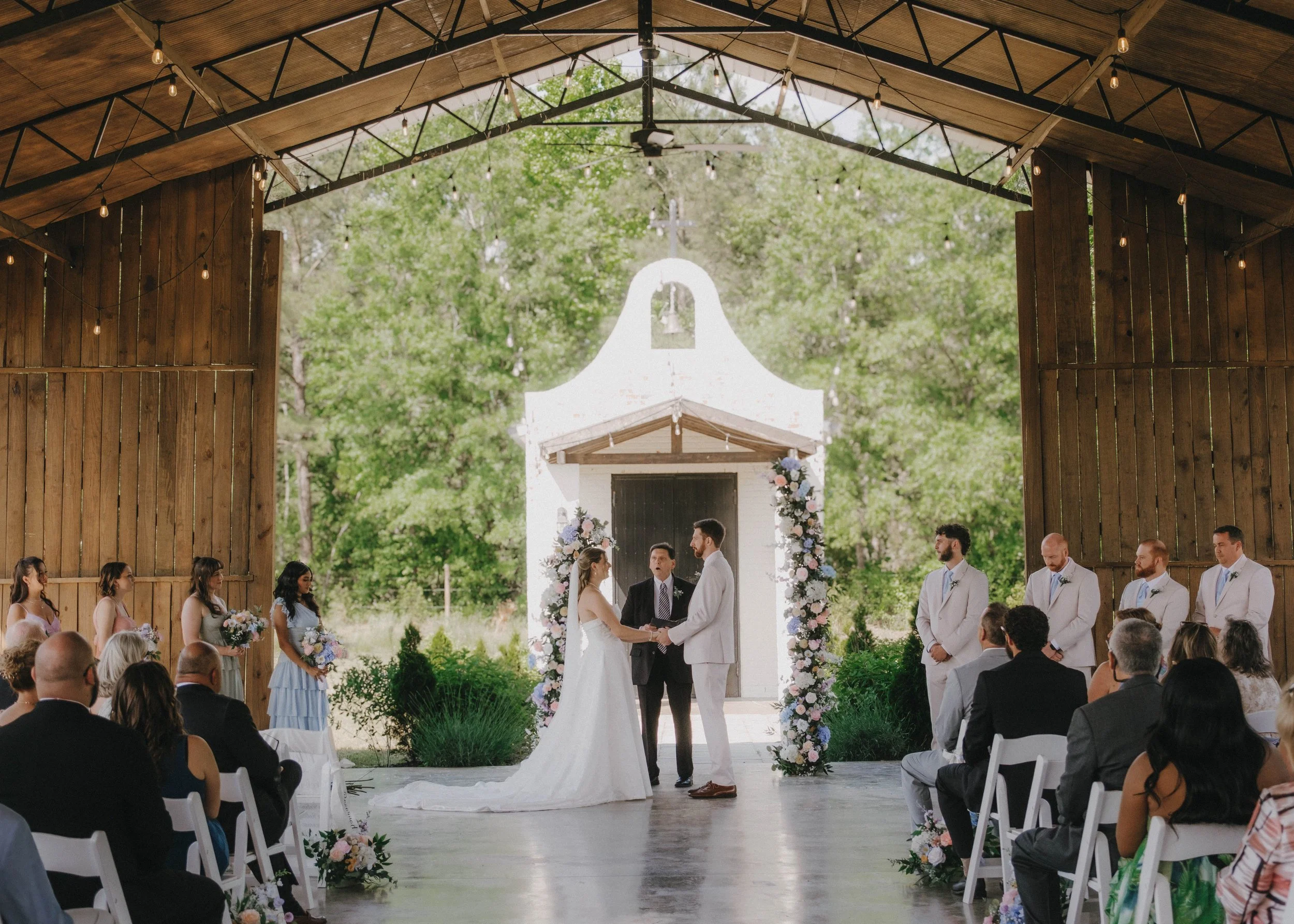pastel floral wedding ceremony at suenos by casa jk in lillington north carolina